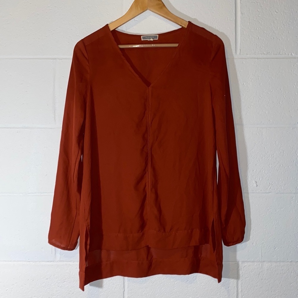 NWOT PLEIONE Flowy Dark Red/Brown Blouse